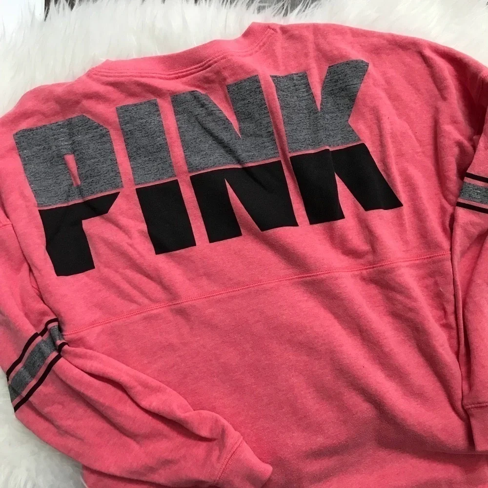 PINK Oversized Peachy Pink Stadium Sweatshirt Sm